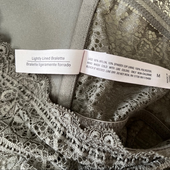 *LACE BANDEAU STRAPLESS BRA - Gray Bralette Crop Tube Top M NWT - Picture 7 of 8